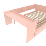 Wooden Double Bed 140x200cm with Desk & Drawers, Pink Pine