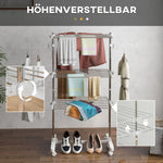 Mobile clothes dryer foldable 3 levels with wheels, for space-saving drying
