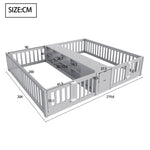 Kids Wooden Bed 90x200cm with Drawer & Safety Rail, Grey