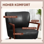 Lounge Chair, Armrests, Wooden Legs, Faux Leather