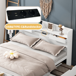 Multifunctional Double Bed with USB Port, Drawers and Storage Cabinet, 160x200cm, White