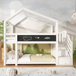Children's Treehouse Bunk Bed 90x200cm, Storage, Fall Protection, White