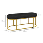 Upholstered Bench, Velvet Look, 200kg, Steel, Black