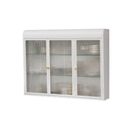 3 Door Arched Wall Mounted Cabinets for Kitchen, Living Room, Bathroom, White Glass