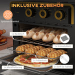 Small Oven 20L 1400W 90-230℃ 1 Hour Timer 3 Shelf Positions Iron Black