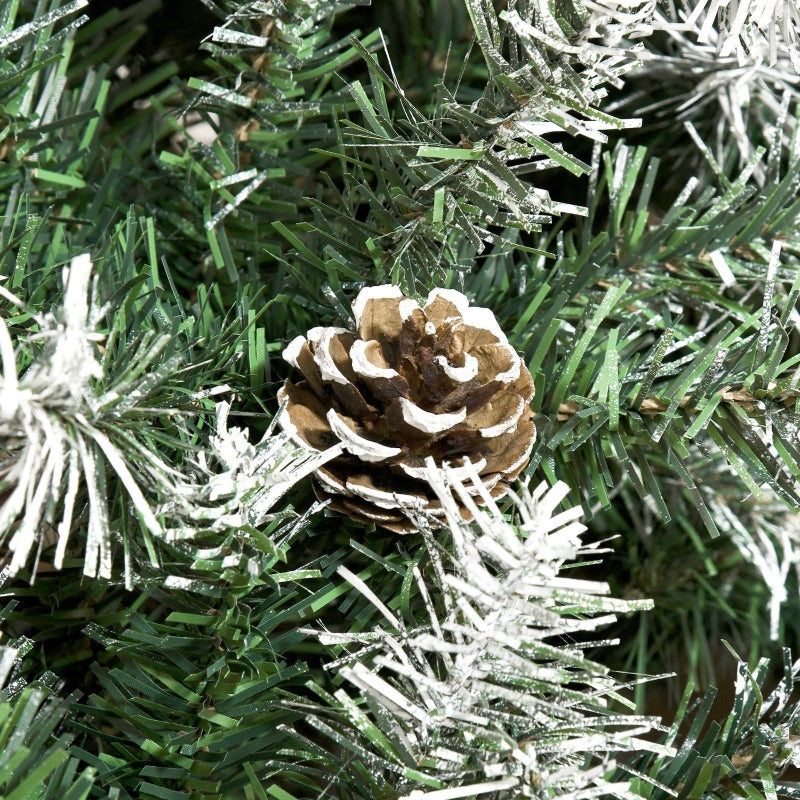 Artificial Christmas Tree, 800 Branches, 61 Cones, Snowy Tips, Fireproof, 180 cm