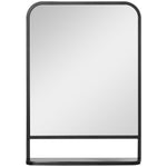 Wall Mirror with Shelf 70x50cm Modern Rectangular, Black