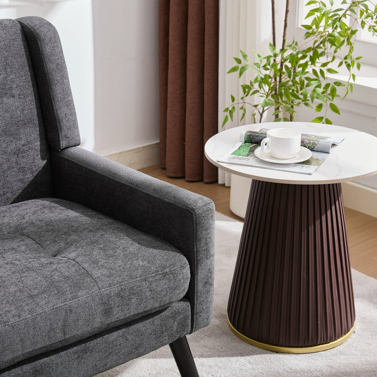 2-Piece Accent Armchair Set with High-Density Foam and Solid Wood Legs, Durable Fabric