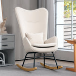 Rocking Chair, Armrests, Velvet, Cream White