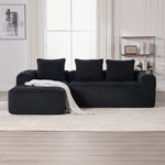 Compact Modular Sofa Side Pocket Cup Holder 3 Cushions - Corduroy Black