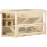 Small Animal Cage, Hamster Rodent with Ramp Seesaw, Fir Wood