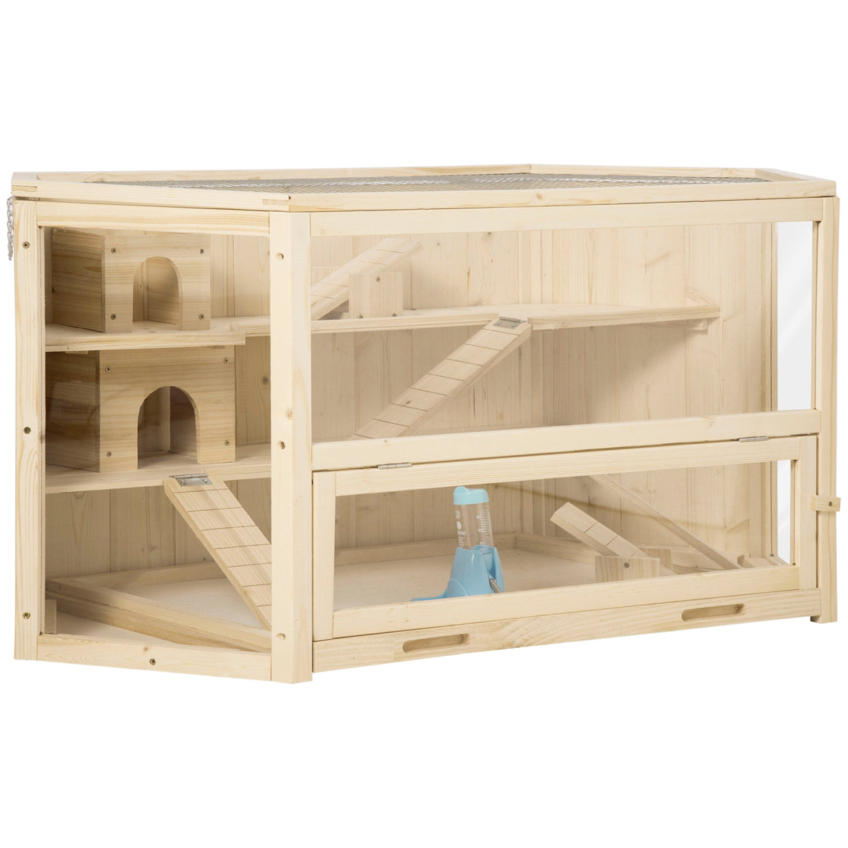 Small Animal Cage, Hamster Rodent with Ramp Seesaw, Fir Wood