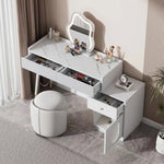 Dressing table with LED mirror and lighting, 3 drawers 1 door, white