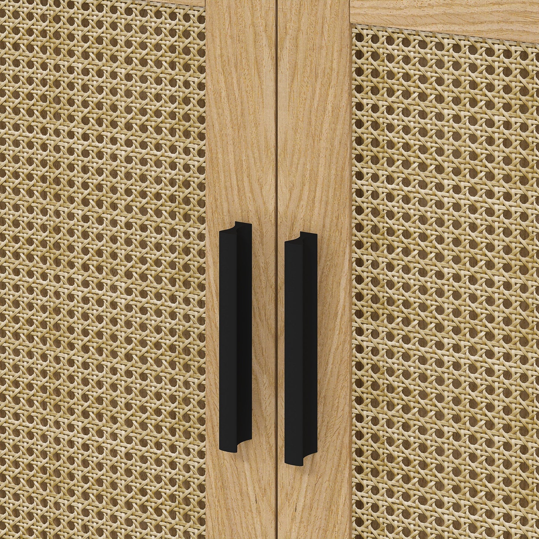 kleankin Vanity Unit, Rattan Look, Anti-Tip Protection, Oak