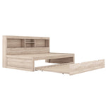 Daybed with Pull-Out Bed, LED Lights and USB Port, Natural Finish