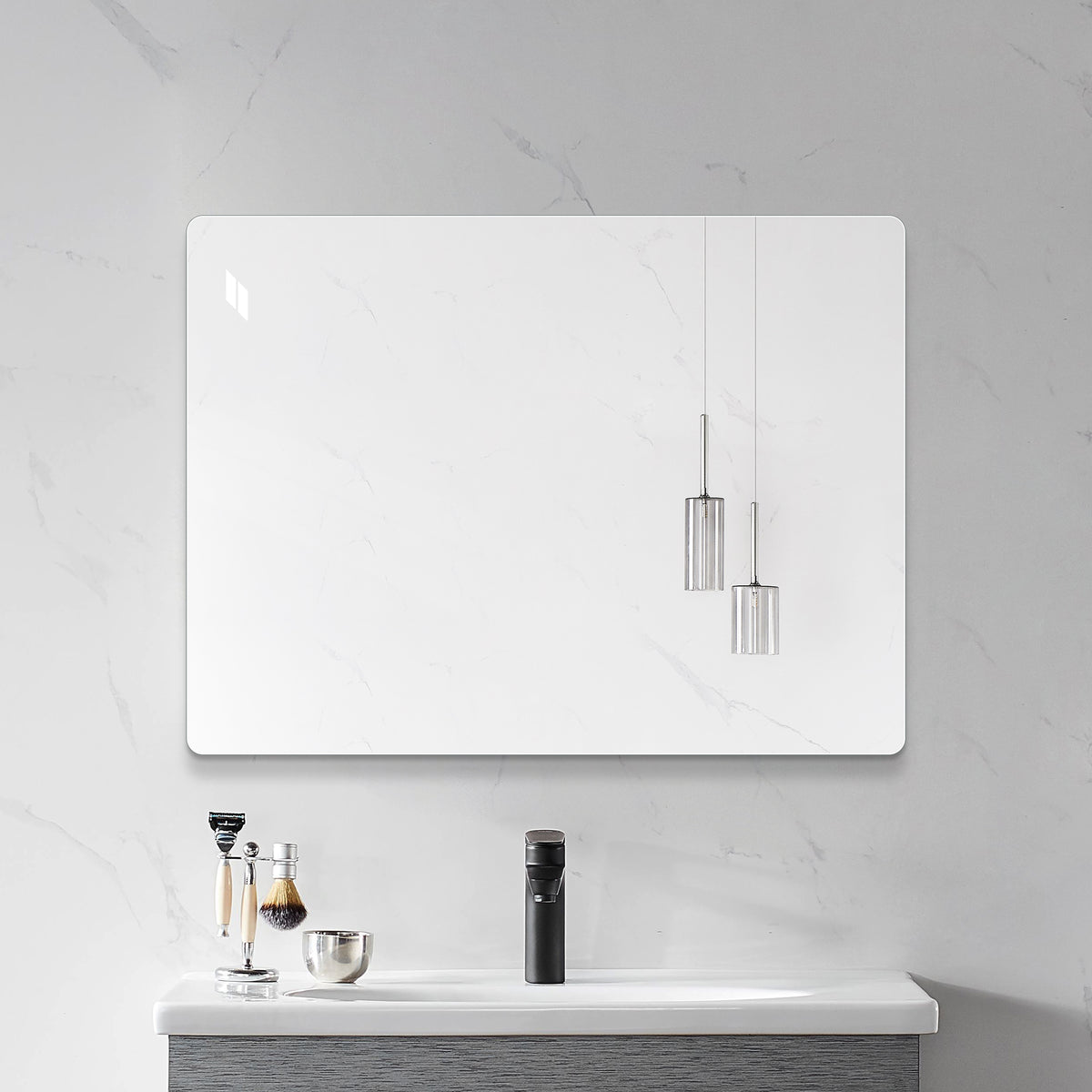 Frameless Wall Mirror, 100x75 cm HD Shatterproof, Copper-Free Glass
