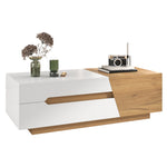 Extendable Coffee Table, Living Room Side Table with Drawers, Color Block Structure