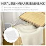Laundry Basket Sorter 2-Section Removable Lid Natural Bamboo