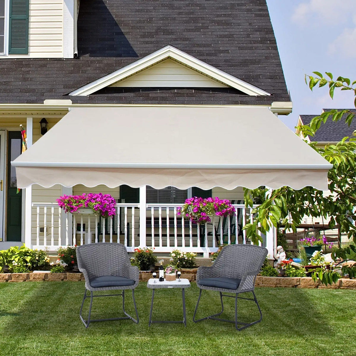 Awning Folding Arm 3m Balcony Sunshade - Beige