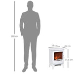 Electric Fireplace, LED Flame Effect 900/1800W, White Metal & ABS Plastic