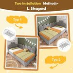 L-Shape Sofa Bed with Pull-Out Guest Bed and Crown Lattice Design, 90x200cm, Grey Velvet