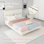 Modern Double Bed 140x200cm with Plaid Headboard, Dark Gray Fabric