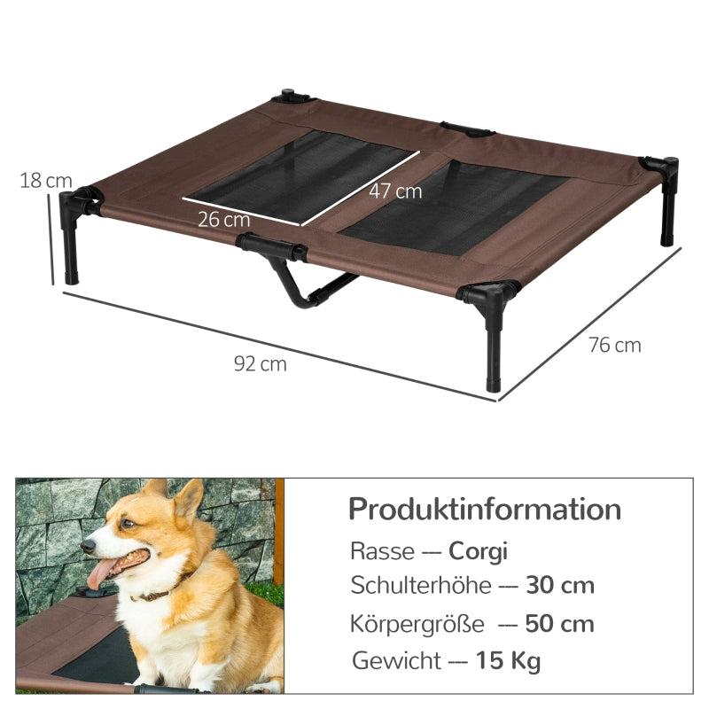 Outdoor Dog Bed, Cooling Raised, Metal Frame, Coffee Brown