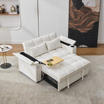 3-in-1 Sleeper Sofa Daybed, Adjustable Backrest USB Port Hidden Cup Holder, Beige