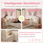 Youth Bed 90x200cm with Storage & Bedside Table, Beige Velvet