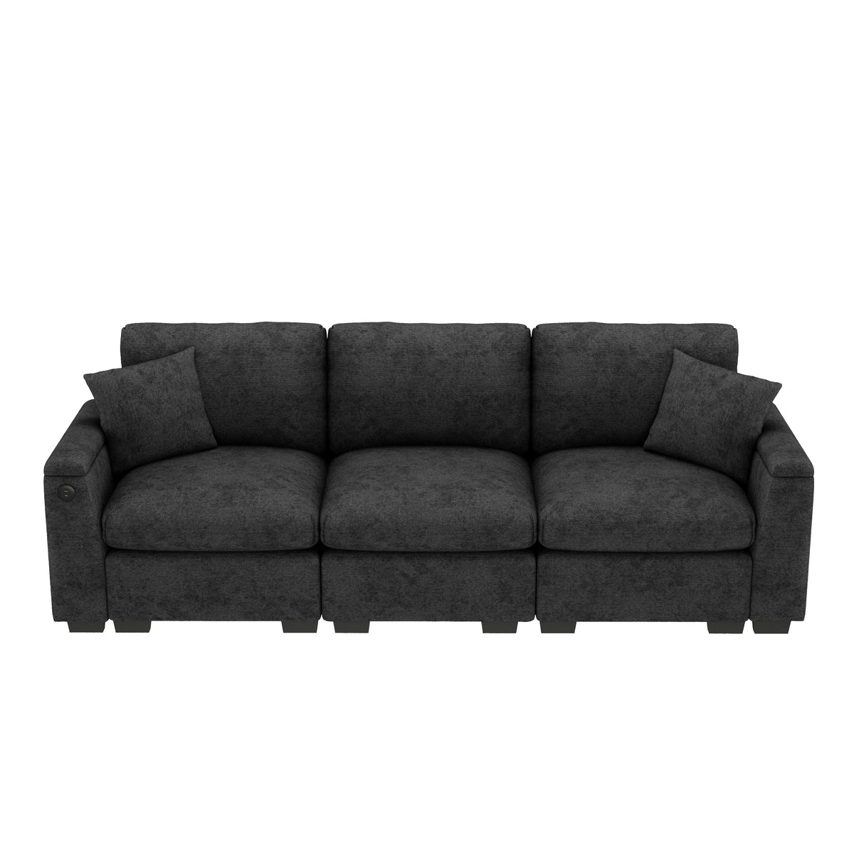 Three-Seater Sofa Multifunctional Folding Table USB Storage - Chenille