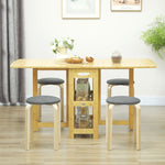 Dining Room Stools, Stackable Round Upholstered, Linen Look Grey