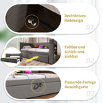 Upholstered Daybed 90x200cm, Single Sofa Bed Pull-Out, USB/Type-C Charging, Linen Blend Fabric Grey