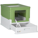 Cat Litter Box, Lid & Bottom Tray, Scoop & Deodorizer, Plastic
