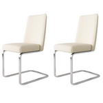 Velvet Dining Chair Set of 2 with Diamond Back Design and Silver Metal Legs, Beige