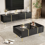 TV Cabinet and Coffee Table Set, High Gloss, Black
