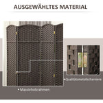 4-Panel Room Divider, Foldable Privacy Screen, Brown