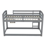 Bunk Bed 90x200cm with Slide Solid Wood Frame - Grey