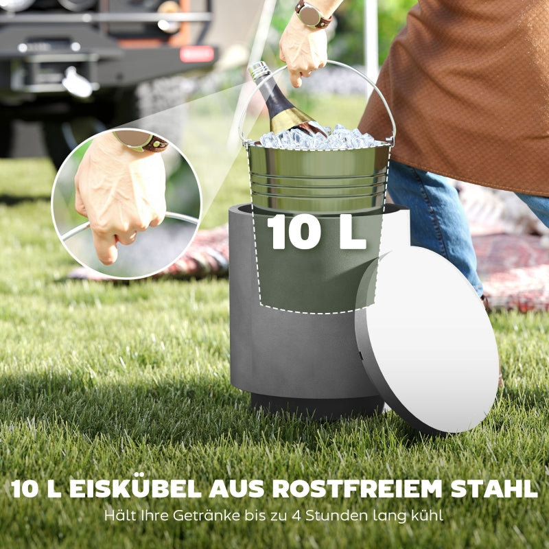 Cool Bar Side Table, 10 L Drinks Cooler, Light Gray