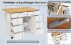 Extendable Kitchen Island Trolley 8 Drawers Worktop Wheels - White