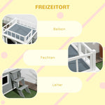 Dog House with Balcony, Stairs, Raised Window, Fir Wood