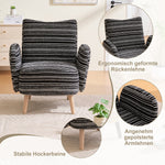 Modern Armchair with Side Pocket and Solid Wood Legs, Circular Pattern Fabric