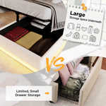 Rathcoole Single - Upholstered Single Bed, Hydraulic Storage with USB & LED, Beige Cotton