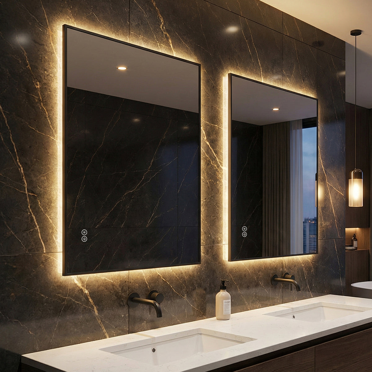LED Bathroom Mirror 60x80 cm Backlit Anti-Fog, Aluminum Frame