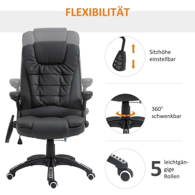 Office Chair, High Back Massage Swivel, Faux Leather Black