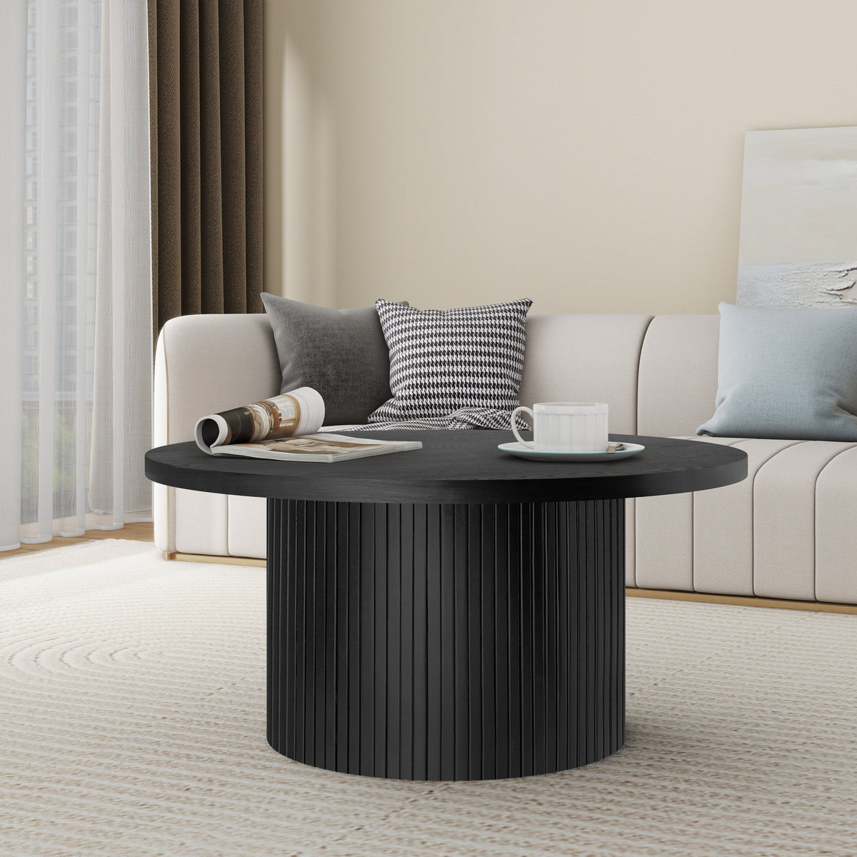 Coffee Table Round Solid Wood