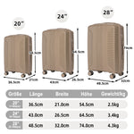 3-Piece Luggage Set 20"/24"/28" PP Spinner with Combination Lock - Champagne