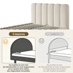 Upholstered Hydraulic Bed 140x190cm with Storage, Beige Velvet
