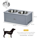 Feeding Station, 2 Bowls with Drawer, for Medium Dogs, Gray
