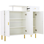 Chest of Drawers with Metal Handles, 1 Drawer, 3 Doors, on Metal Feet, White