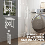 Tower Clothes Drying Rack Foldable 3 Adjustable Rods Wheels - Stainless Steel